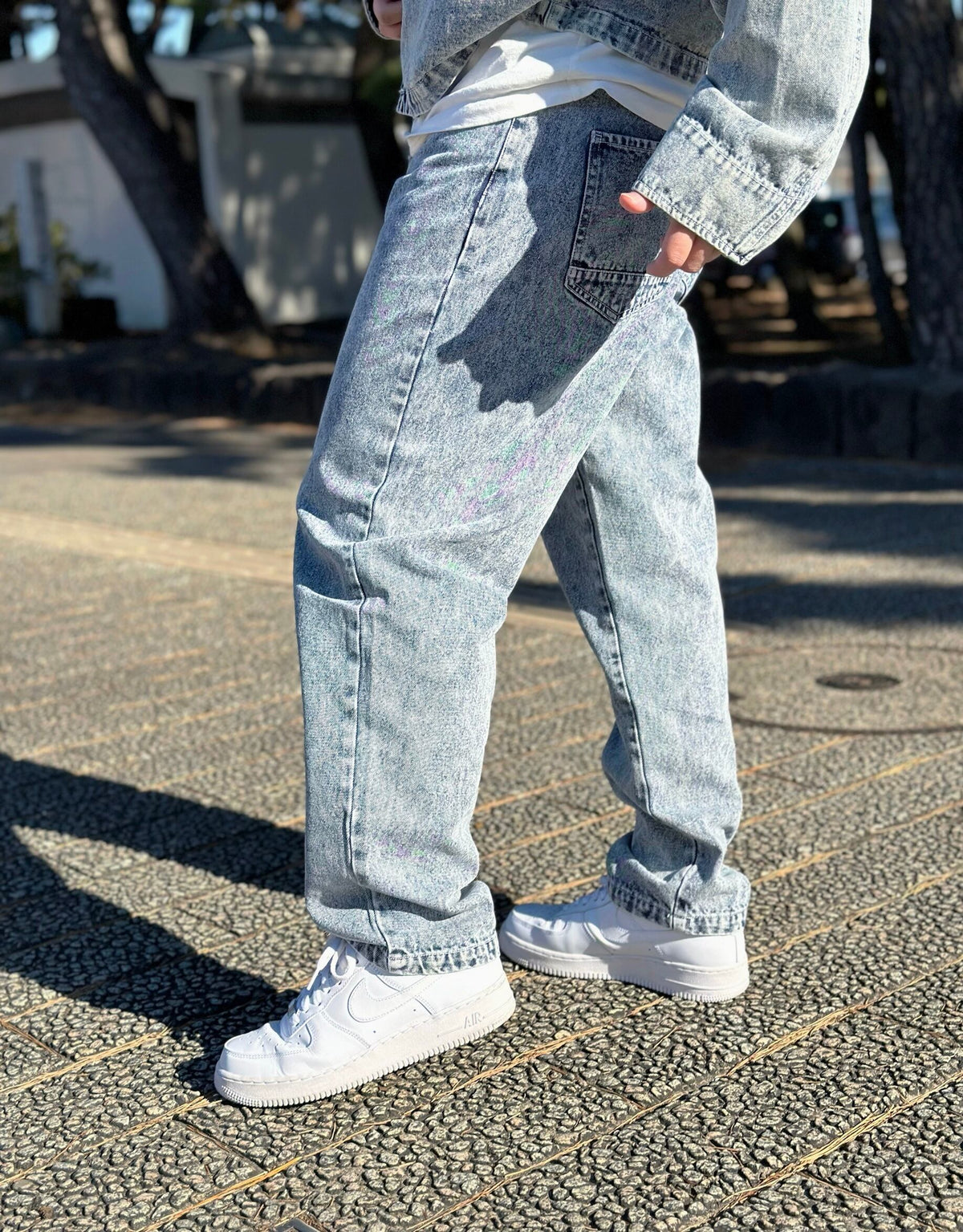 Chemical Wash Denim Pants