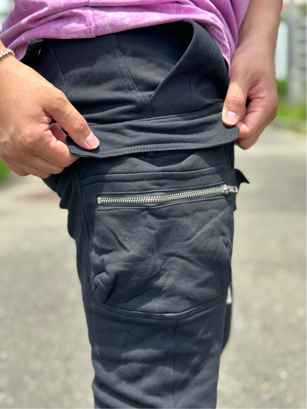 Slim fit Cargo pants(Black)