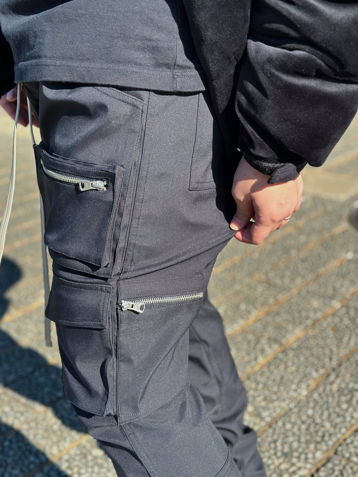Nylon Flare Cargo Pants