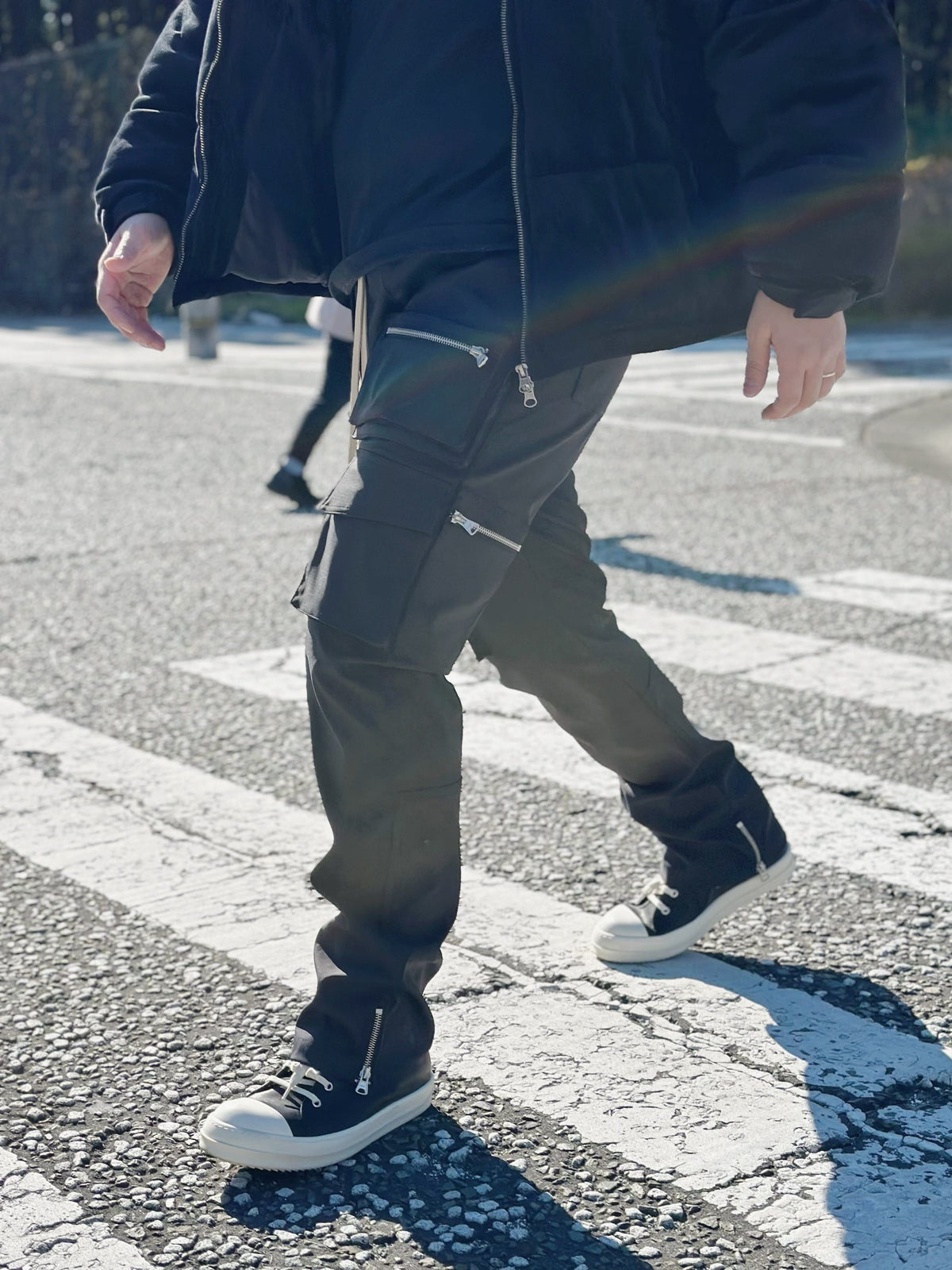 Nylon Flare Cargo Pants