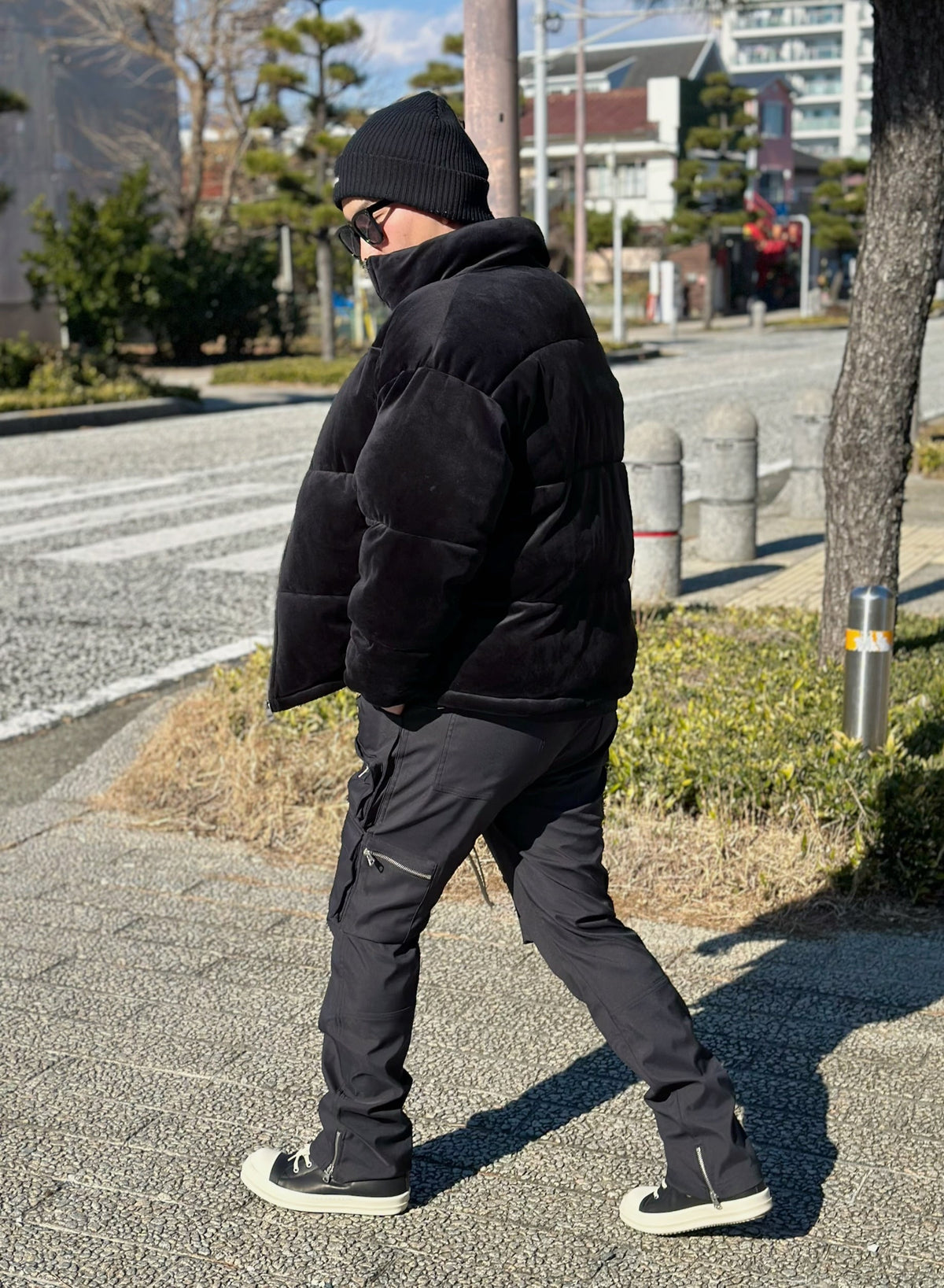 Nylon Flare Cargo Pants