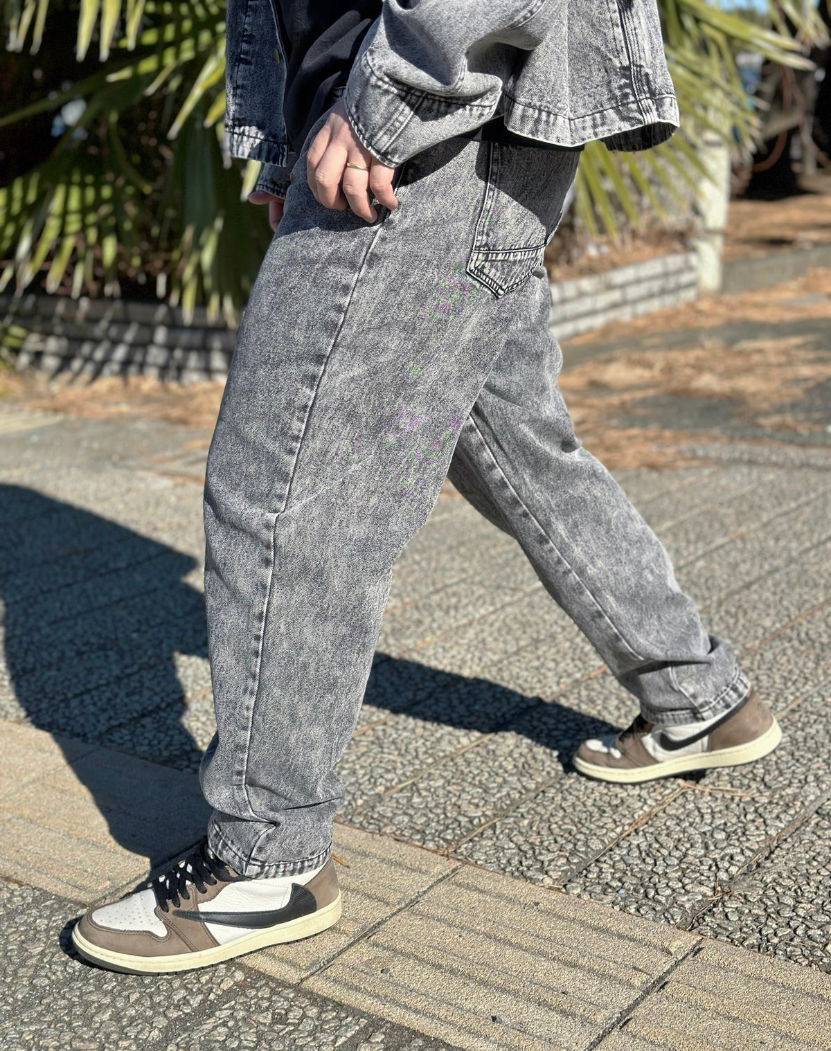Chemical Wash Denim Pants