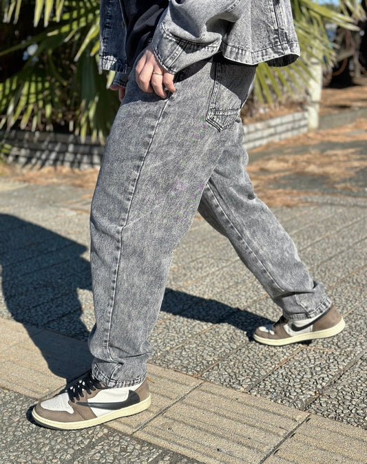 Chemical Wash Denim Pants