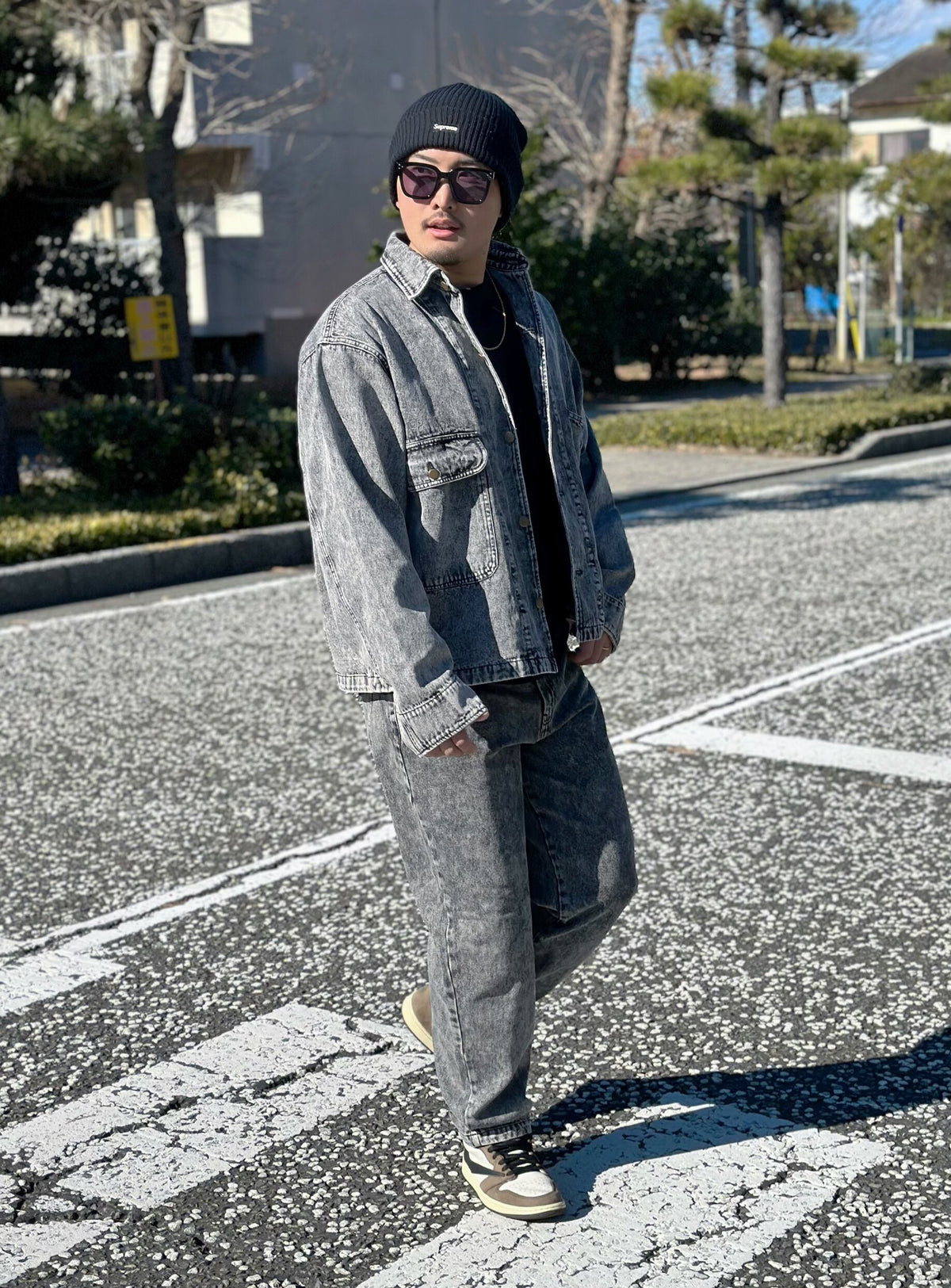 Chemical Wash Denim Pants