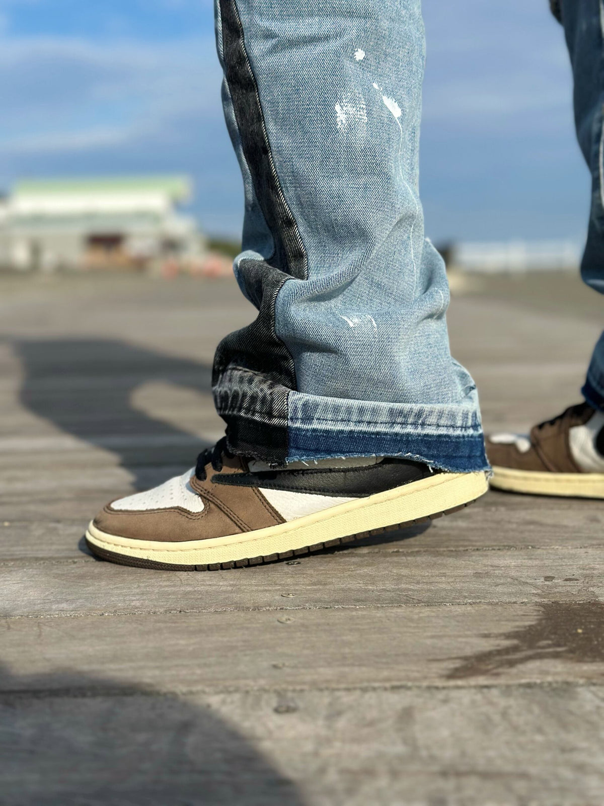Paint Damage Flare Denim Pants