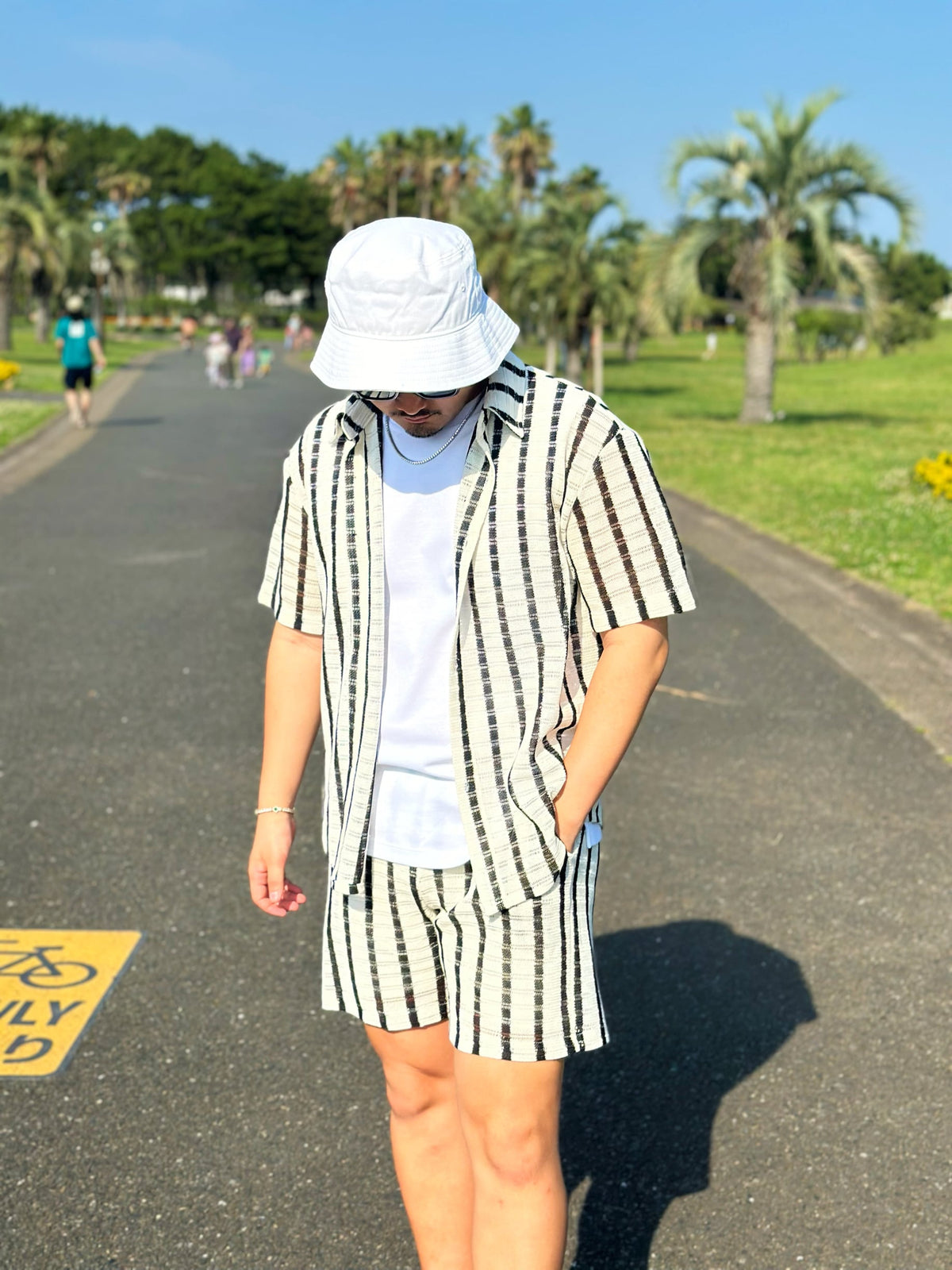 [即日発送]Sand Stripe Open Shirt
