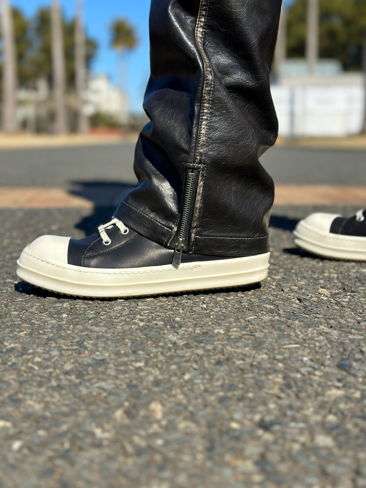 PU leather Flare Cargo pants