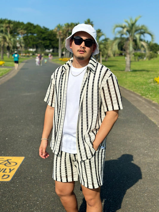 [即日発送]Sand Stripe Open Shirt
