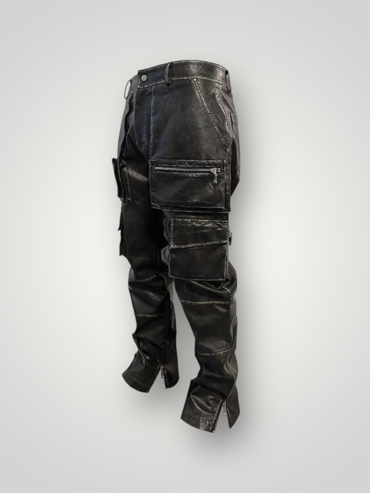 PU leather Flare Cargo pants