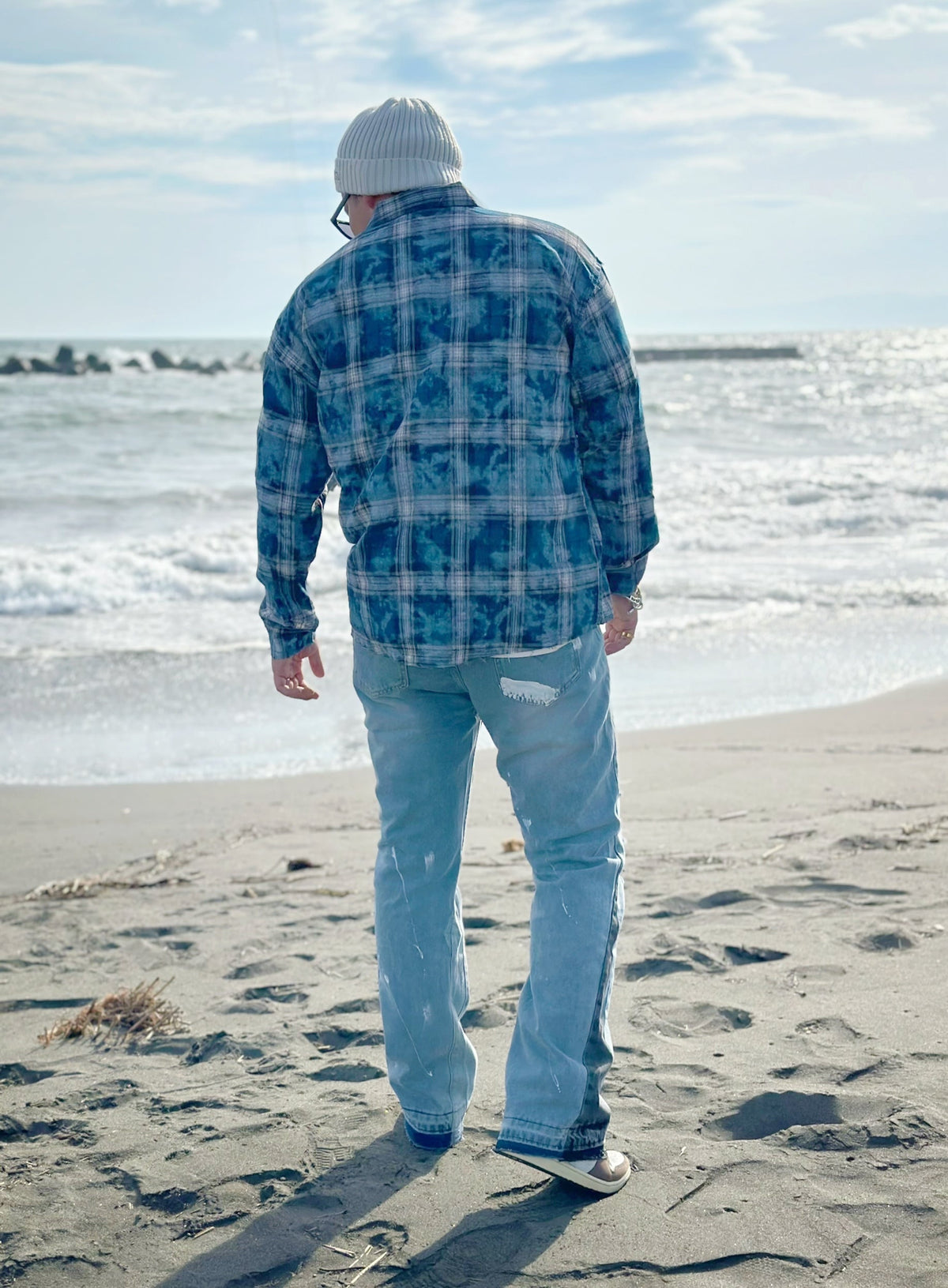 Paint Damage Flare Denim Pants