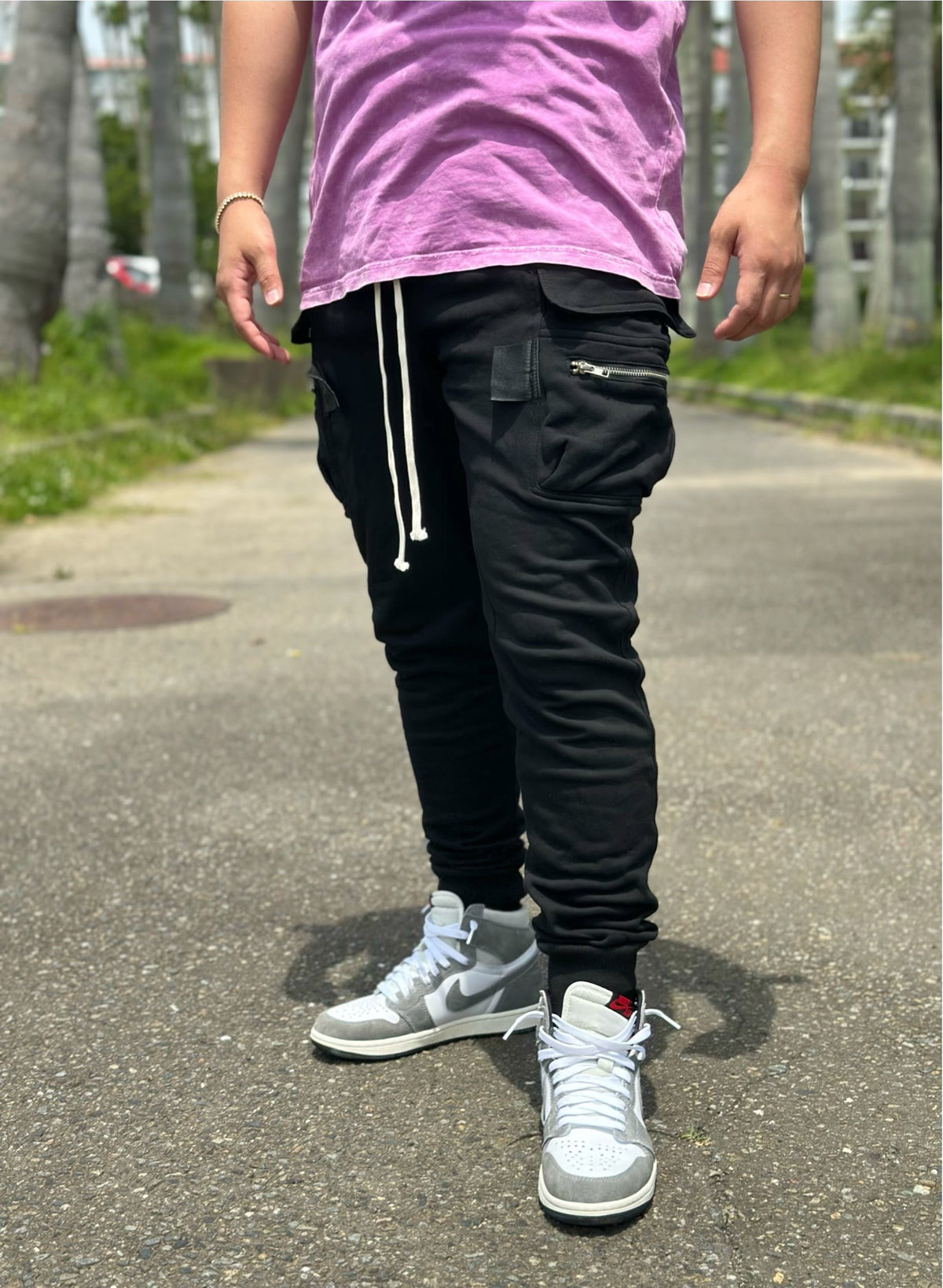 Slim fit Cargo pants(Black)