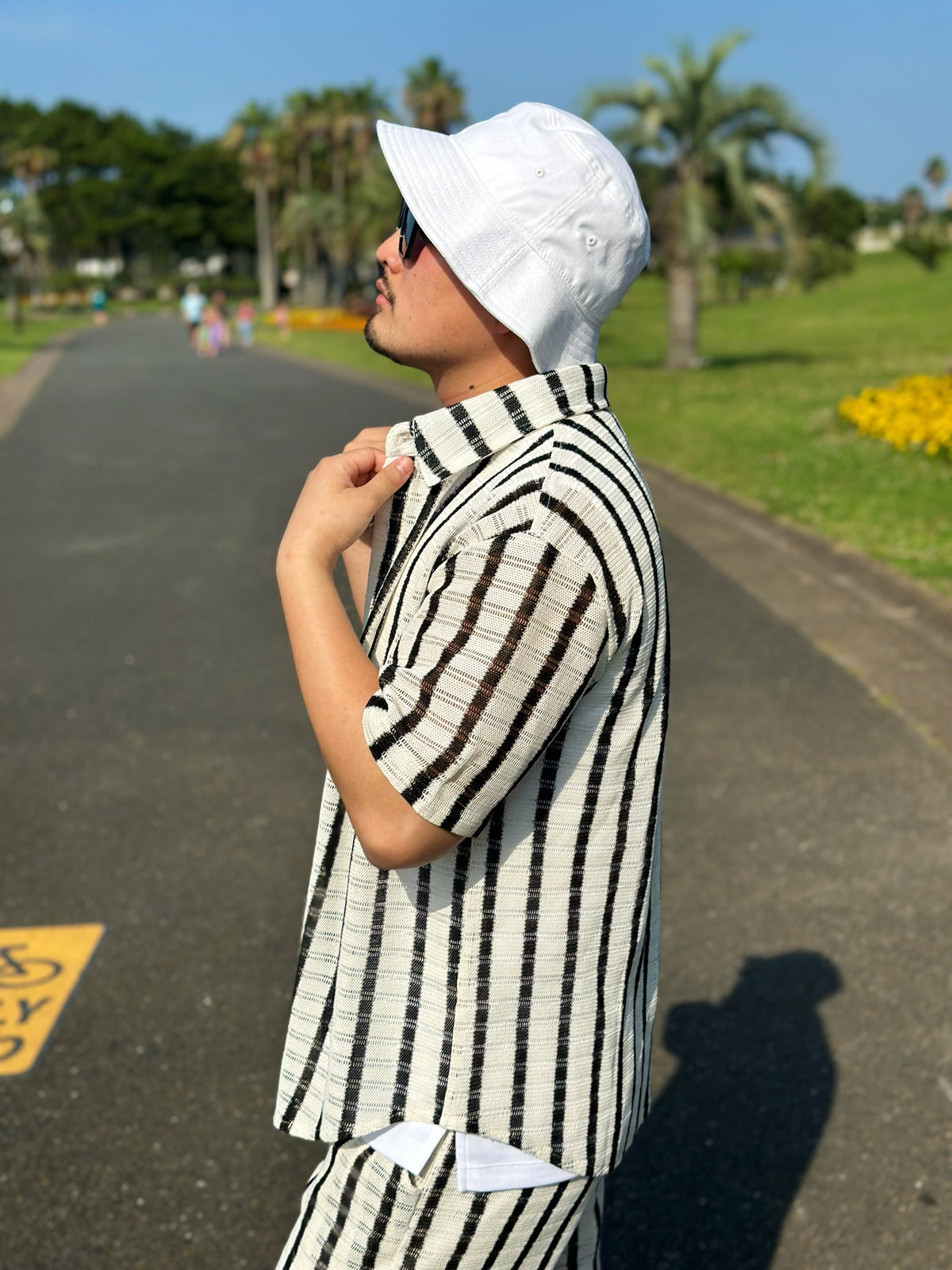 [即日発送]Sand Stripe Open Shirt