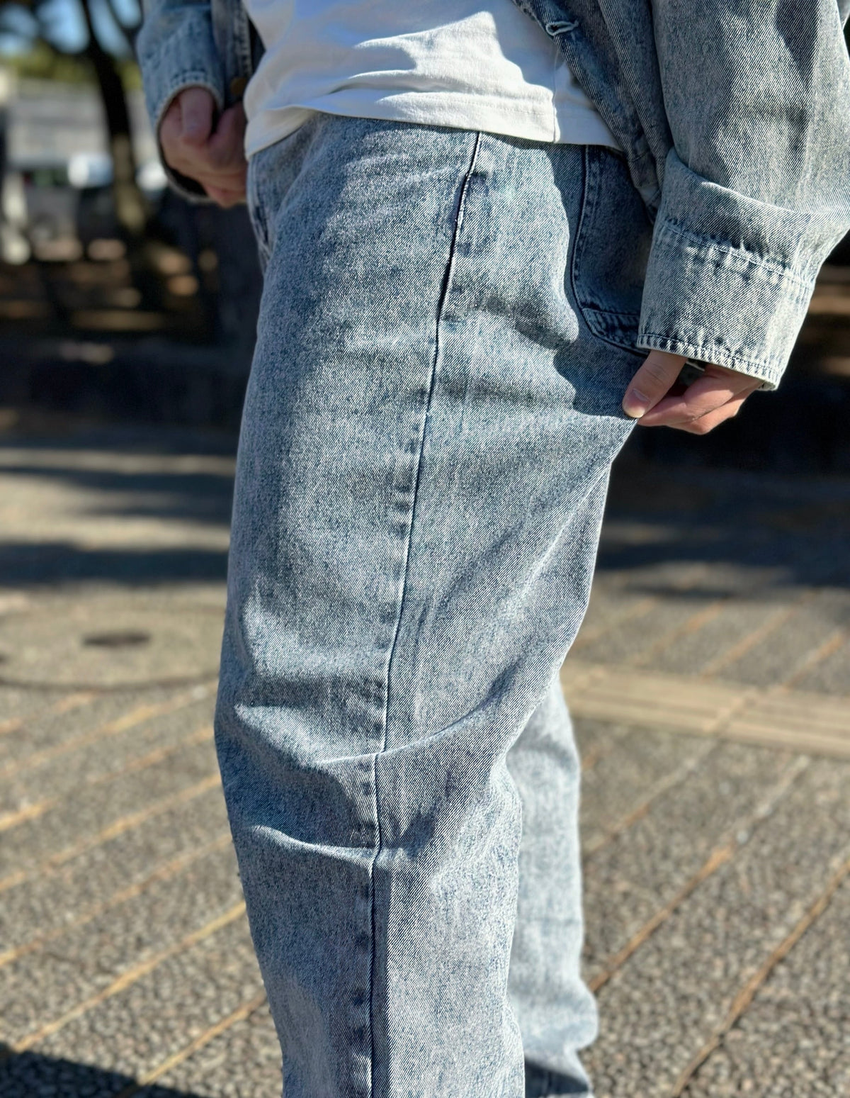 Chemical Wash Denim Pants