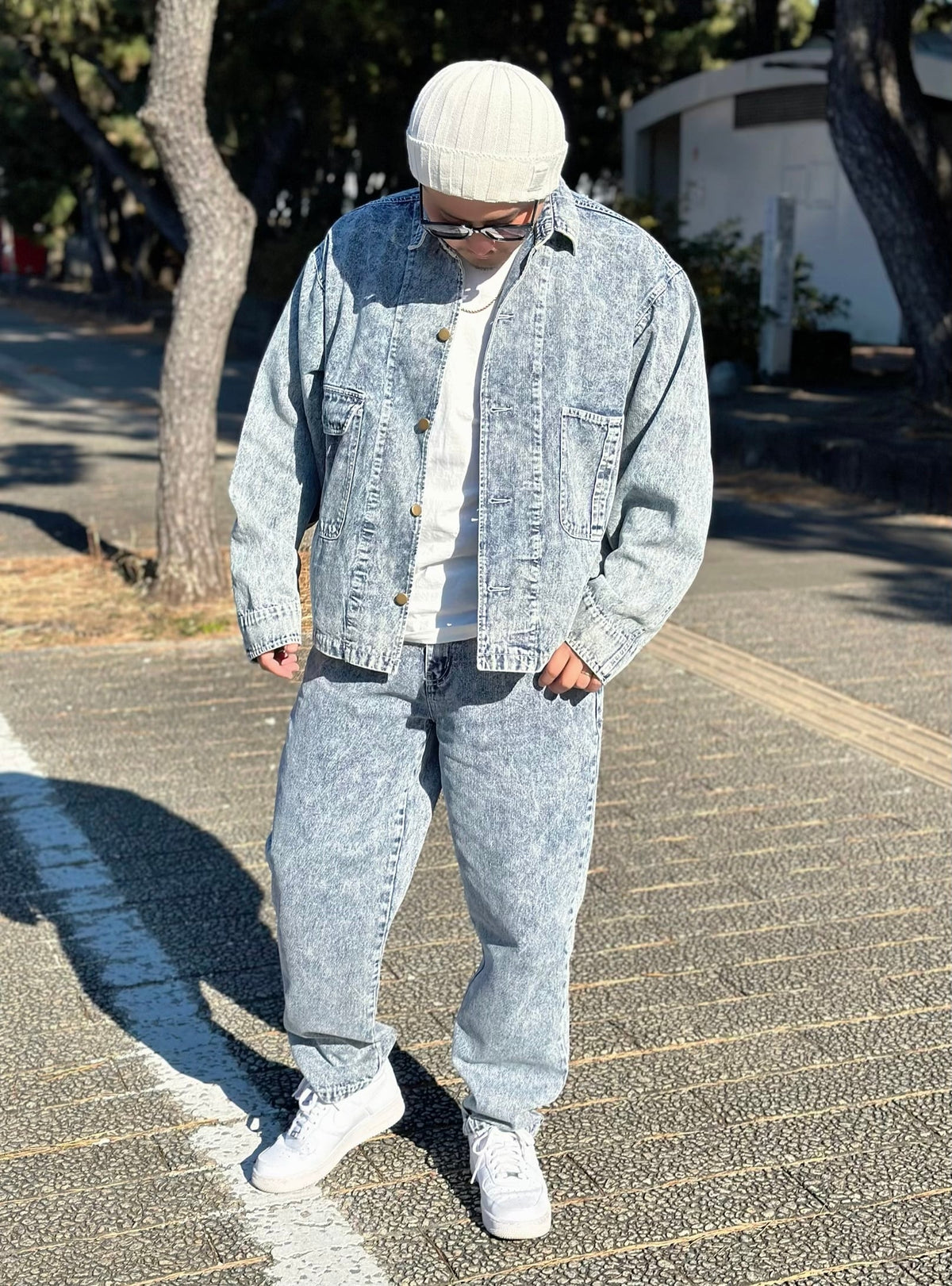 Chemical Wash Denim Pants