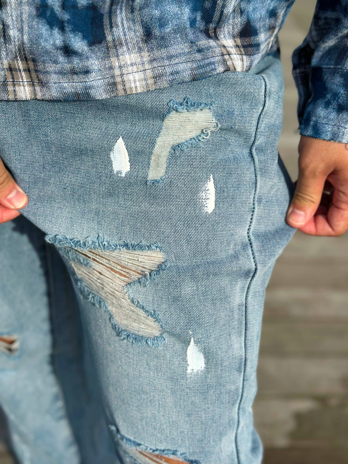 Paint Damage Flare Denim Pants