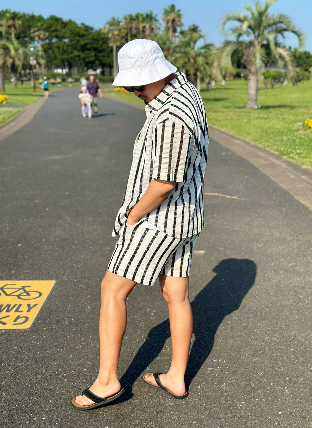 [即日発送]Sand Stripe Open Shirt