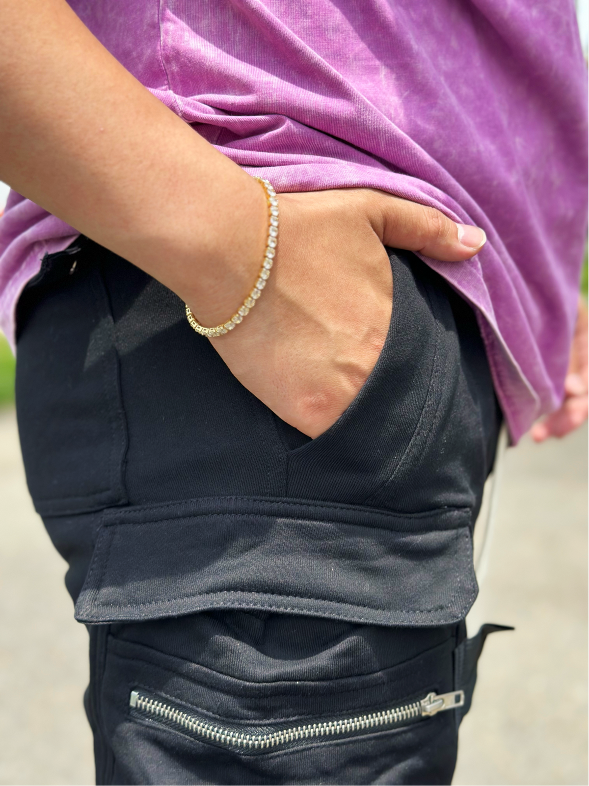 Slim fit Cargo pants(Black)