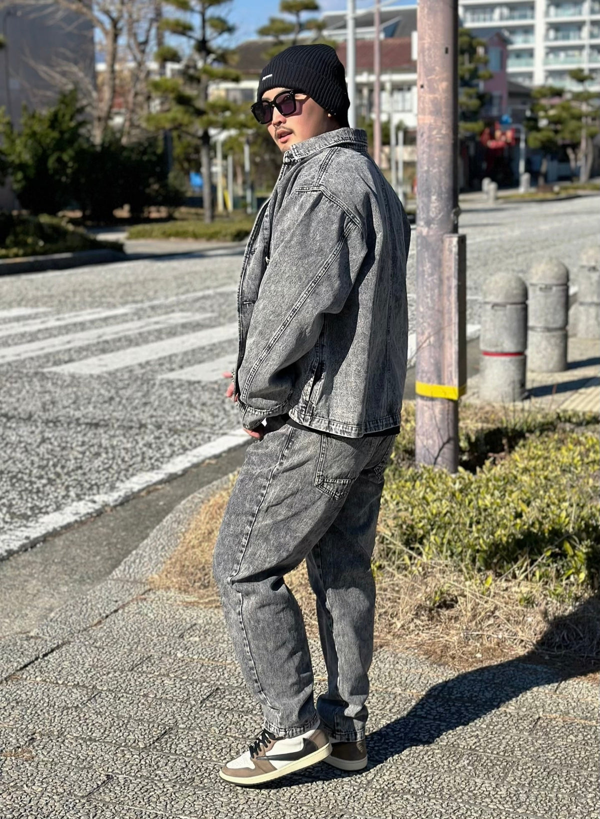 Chemical Wash Denim Pants