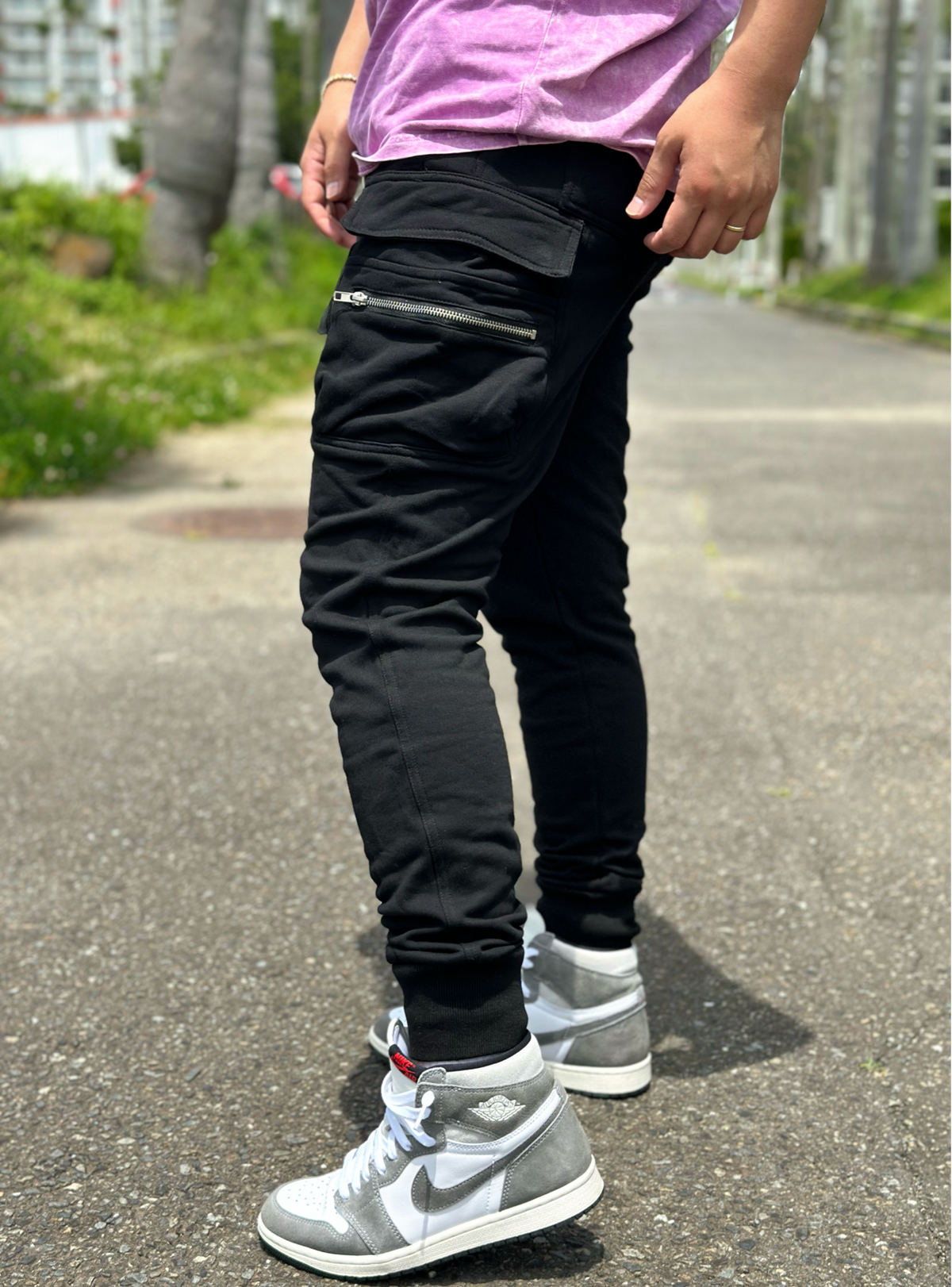 Slim fit Cargo pants(Black)