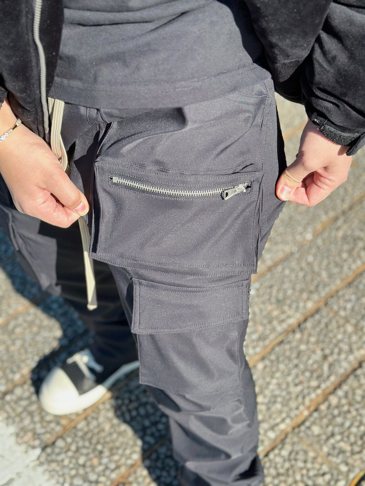 Nylon Flare Cargo Pants