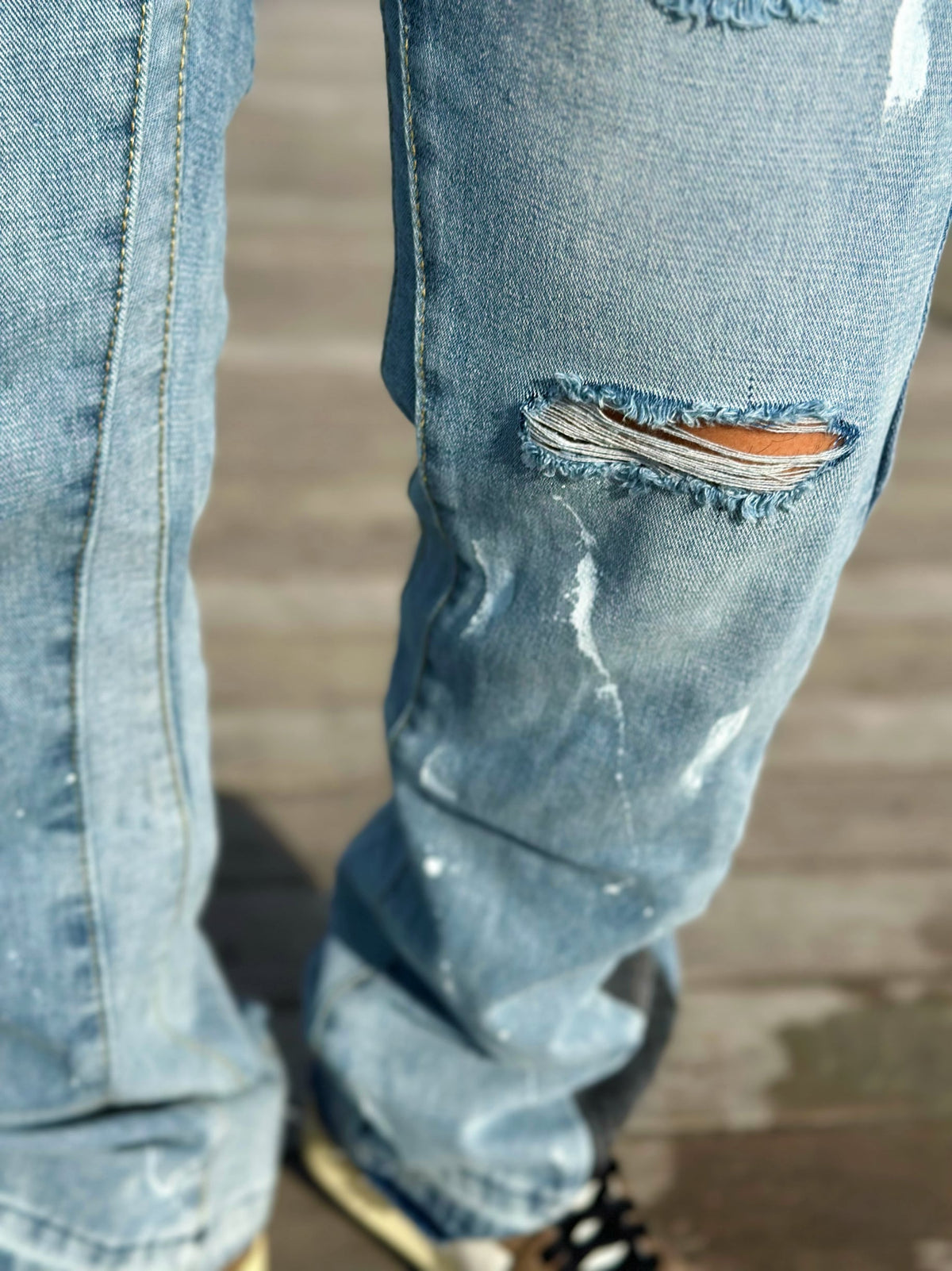 Paint Damage Flare Denim Pants