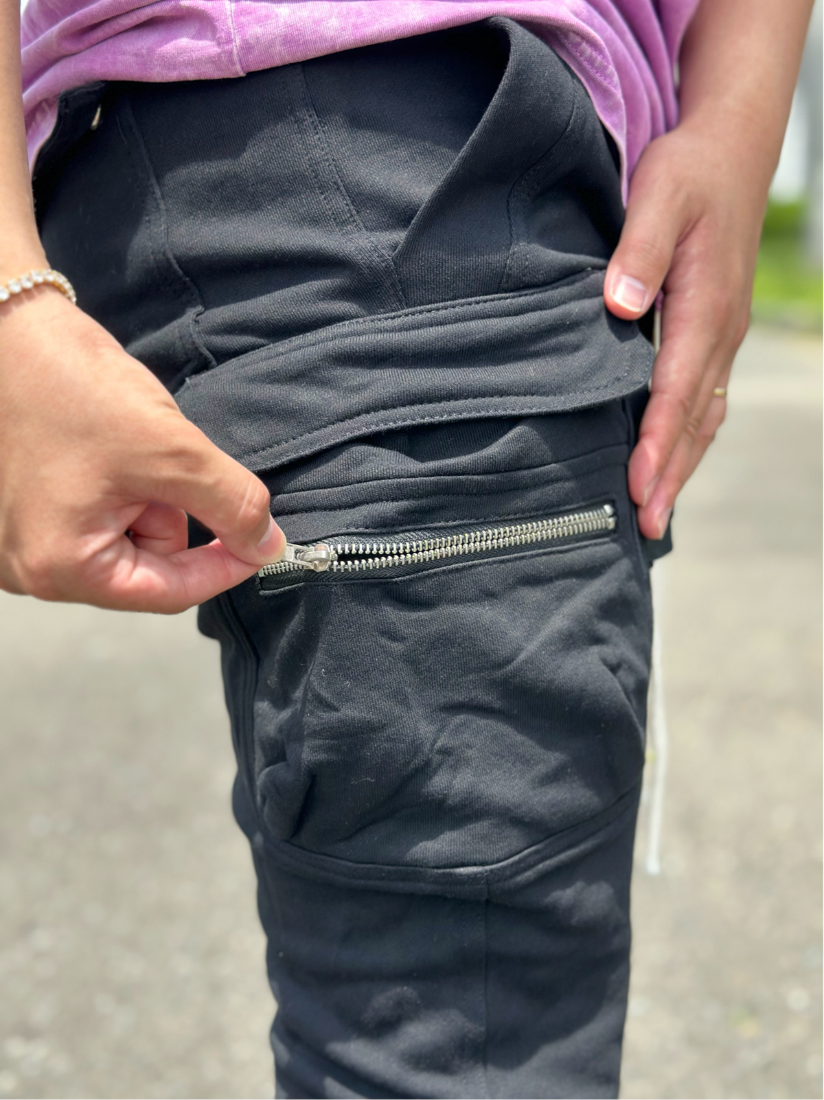 Slim fit Cargo pants(Black)