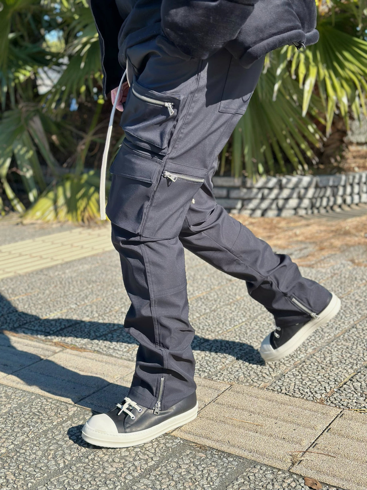 Nylon Flare Cargo Pants
