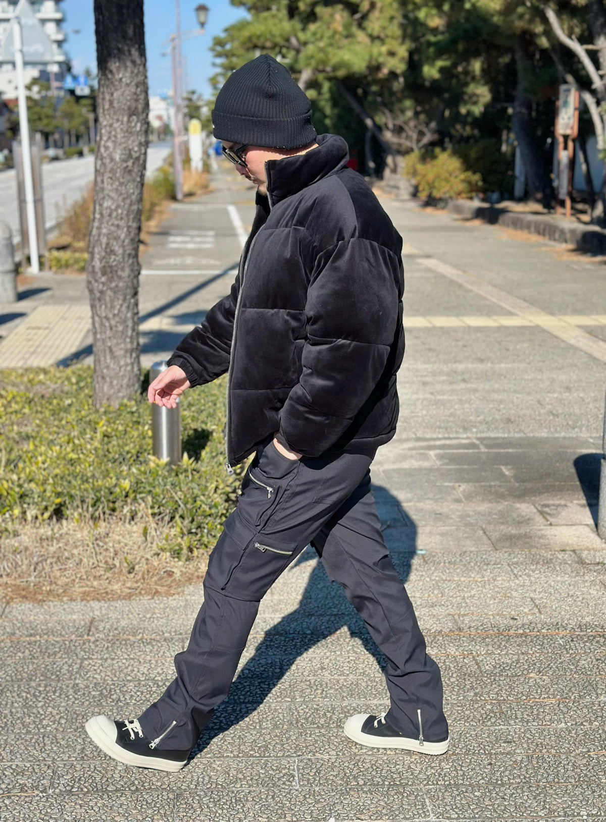 Nylon Flare Cargo Pants